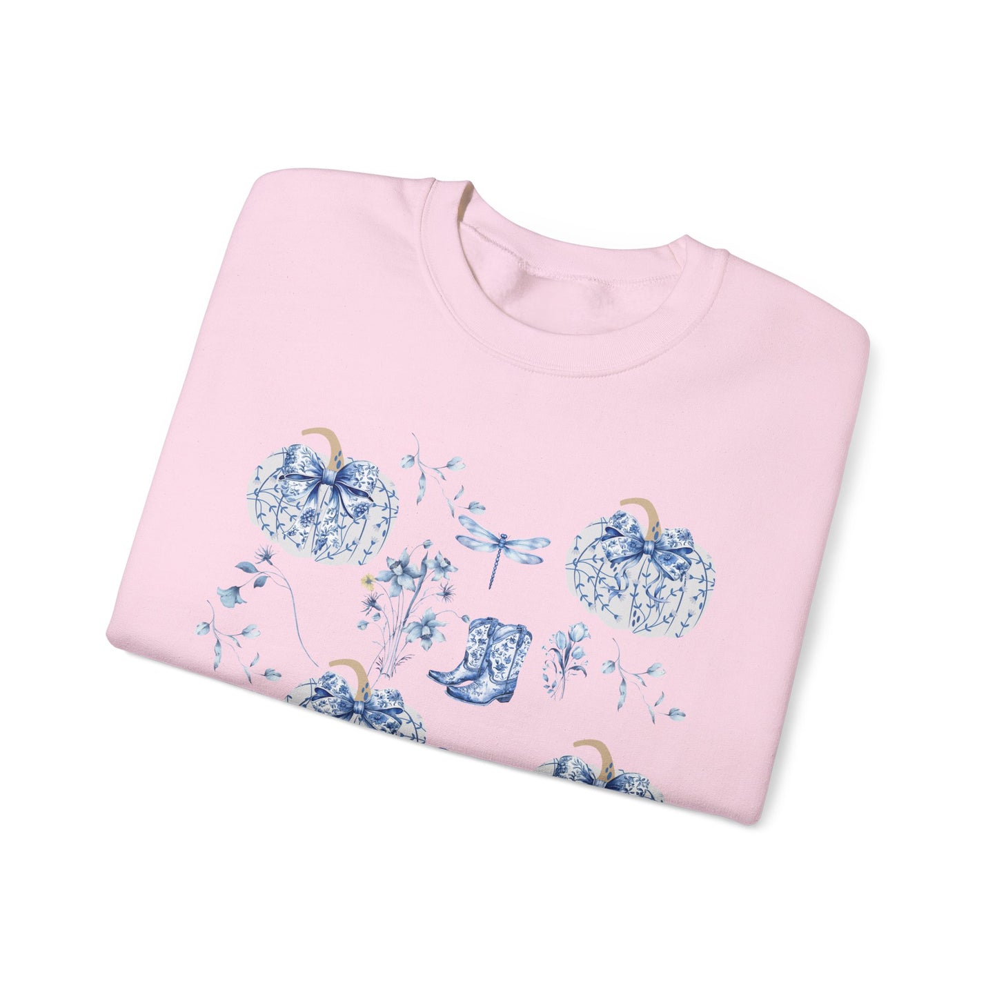 Blue Coquette Pumpkin Sweatshirt - Cozy Floral Women Fall Outfits