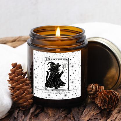 Black Cat Halloween Candle Gift - Haunted Library Witchy Cat Mom - Bookish Gifts
