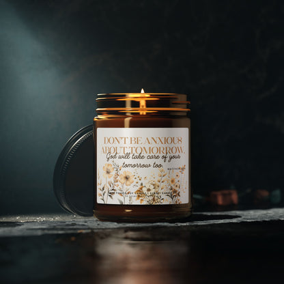 Christian Bible verse candle - Gift for friend anxiety relief and though times candle