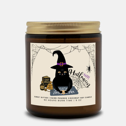 Black Cat Halloween Candle Gift