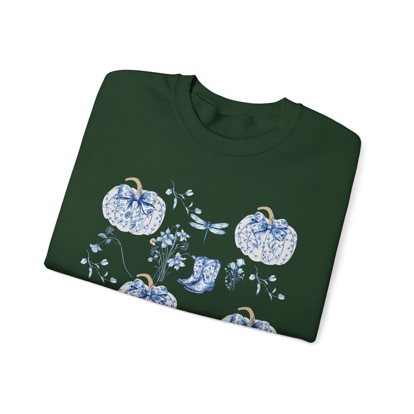Blue Coquette Pumpkin Sweatshirt - Cozy Floral Women Fall Outfits