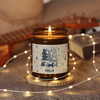 Festive Nordic Christmas Candle Custom name gift- Scandinavian Design