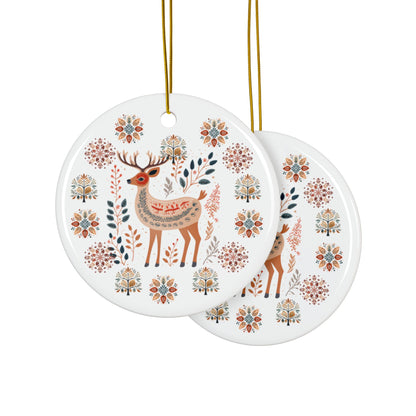 Ceramic Ornament Nordic Deer Christmas Tree Decoration, Scandinavian Design, Holiday Gift