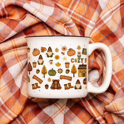 Hygge Coffee Mug - Cozy Campfire Ceramic Cup - Scandinavian Home Decor Gift