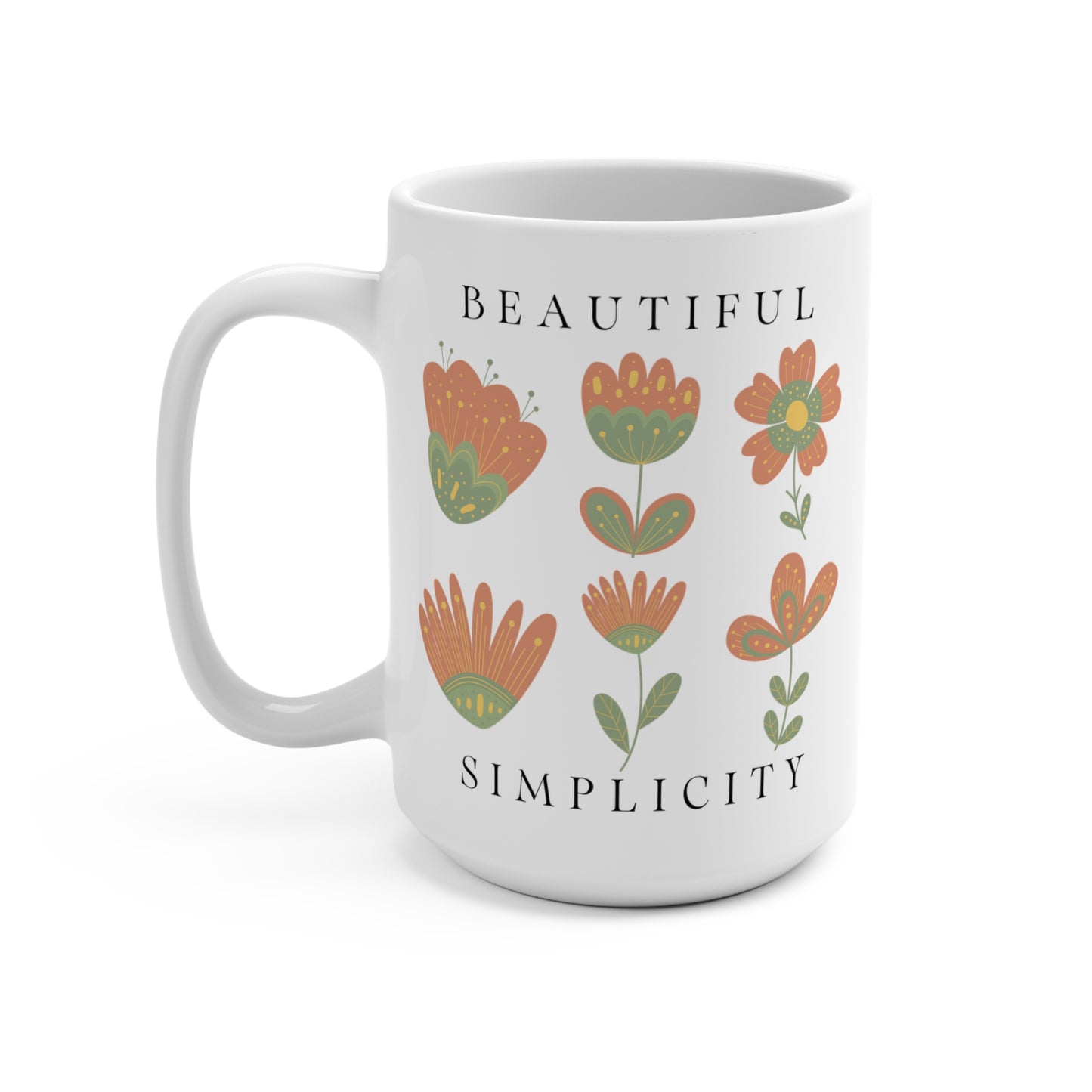 Floral Mug Nordic Folk Art Aesthetic Mug - Gardening Gift for Nature Lovers