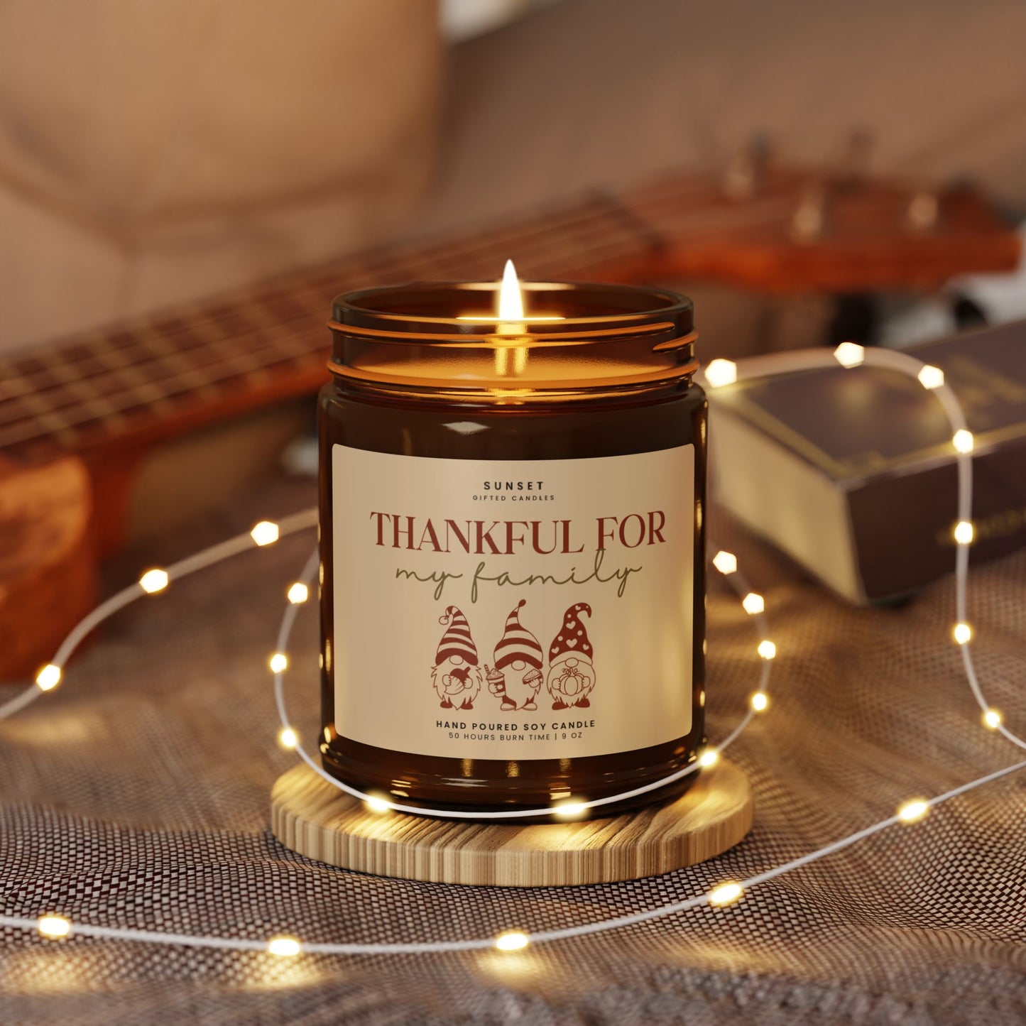 Thankful for you Message Candle Custom name for Fall and thanksgiving favors