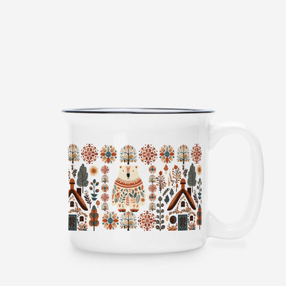 Polar Bear Campfire Mug Gift Ceramic Scandinavian Design Home Decor