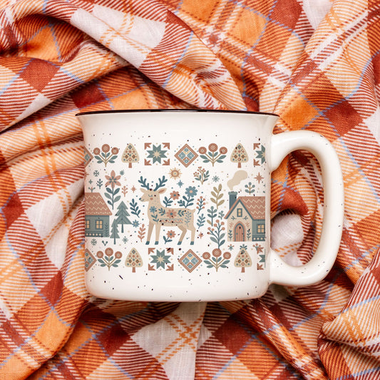 Cozy Deer Ceramic Campfire Mug Gift - Hygge Nordic Home Decor
