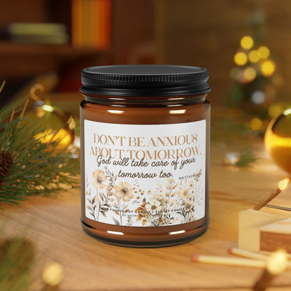 Christian Bible verse candle - Gift for friend anxiety relief and though times candle