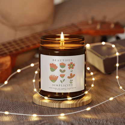 Wildflowers Candle for Hygge Home Decor, Botanical & Gardening Gift - Nordic Minimalist Design Gift