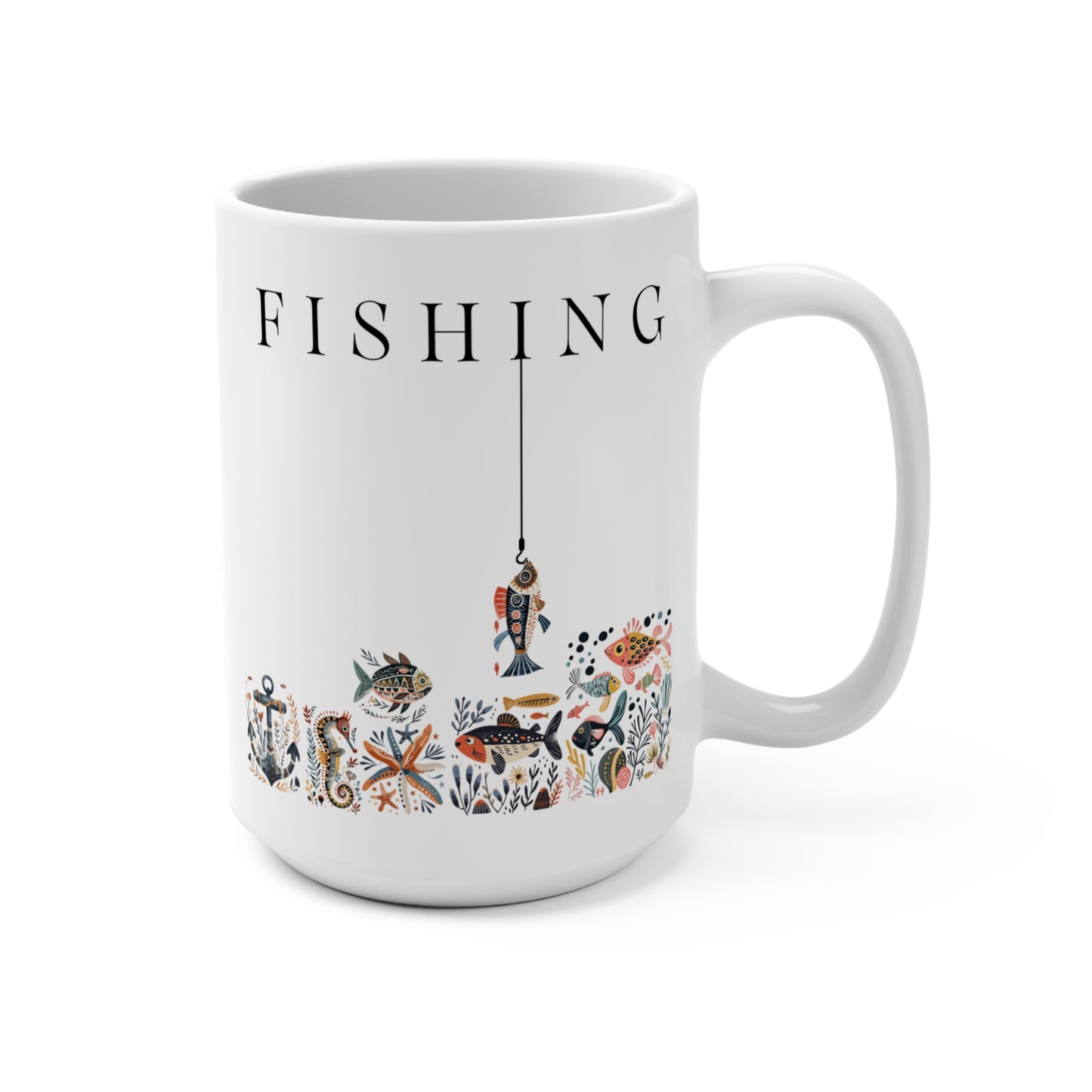 Fishing Mug Nordic Folk Art Gift for Fisherman Sailing and Beach Lovers