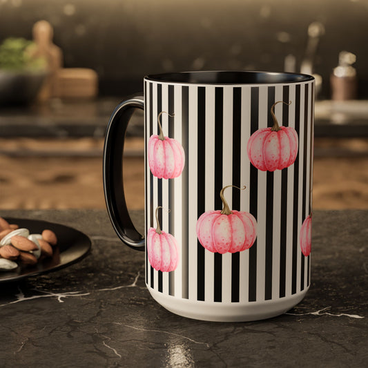 Whimsical Gothic Pumpkin Spice Latte Mug Fall Decor -Spooky Vibes Pink Halloween