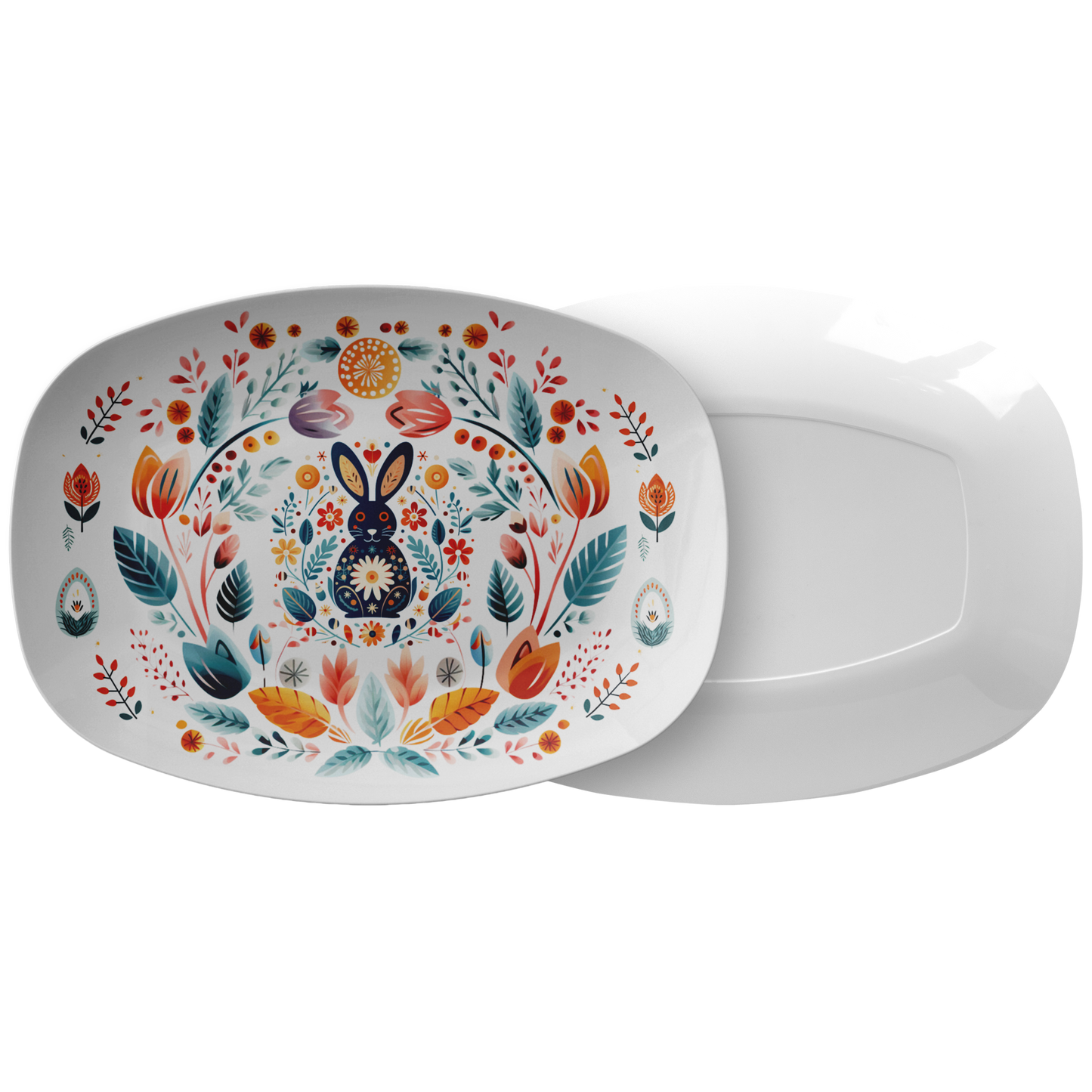 Bunny Folk Art Platter Thank you gift idea for Hygge Home Decor -Easter Gift for Mom
