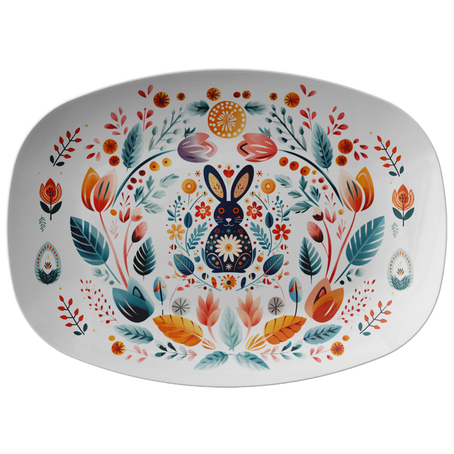 Bunny Folk Art Platter Thank you gift idea for Hygge Home Decor -Easter Gift for Mom