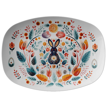 Bunny Folk Art Platter Thank you gift idea for Hygge Home Decor -Easter Gift for Mom