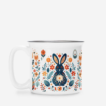 Bunny Folk Art Mug Nordic Style Gift Scandinavian Coffee Mug