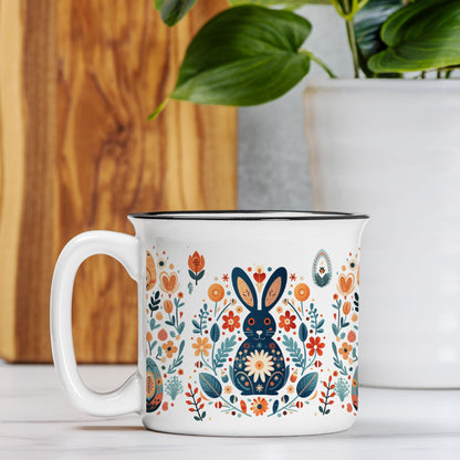 Bunny Folk Art Mug Nordic Style Gift Scandinavian Coffee Mug