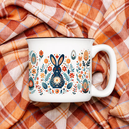 Bunny Folk Art Mug Nordic Style Gift Scandinavian Coffee Mug
