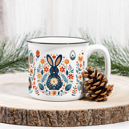 Bunny Folk Art Mug Nordic Style Gift Scandinavian Coffee Mug
