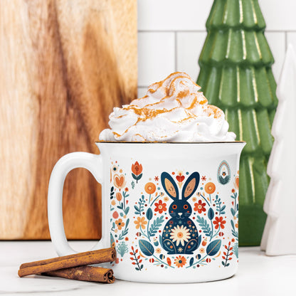 Bunny Folk Art Mug Nordic Style Gift Scandinavian Coffee Mug