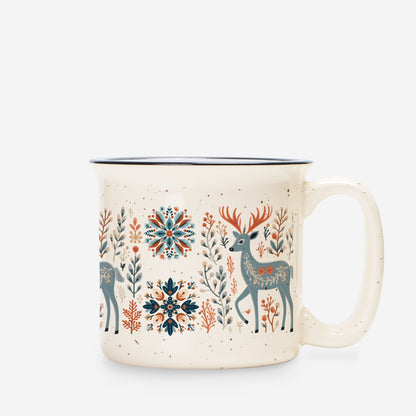 Nordic Deer Mug Mountains Gift Cabin Decor Scandinavian Coffee Mug Woodland Gift Deer Hunting Gift Cozy Mug