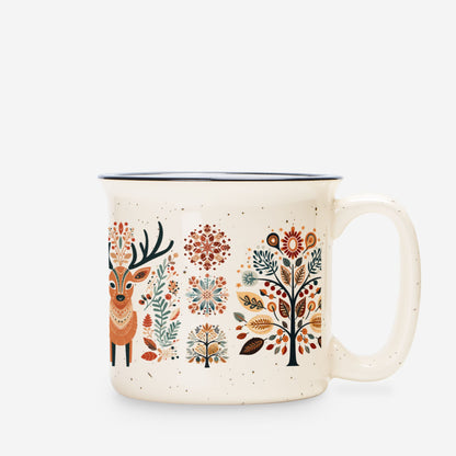 Deer Camp Mug Nordic Folk Art Design Scandinavian Gift Hygge Home