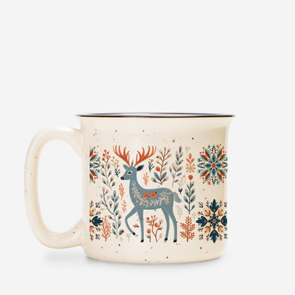 Nordic Deer Mug Mountains Gift Cabin Decor Scandinavian Coffee Mug Woodland Gift Deer Hunting Gift Cozy Mug