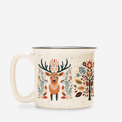 Deer Camp Mug Nordic Folk Art Design Scandinavian Gift Hygge Home