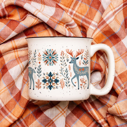 Nordic Deer Mug Mountains Gift Cabin Decor Scandinavian Coffee Mug Woodland Gift Deer Hunting Gift Cozy Mug