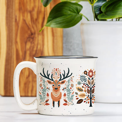 Deer Camp Mug Nordic Folk Art Design Scandinavian Gift Hygge Home