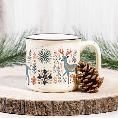 Nordic Deer Mug Mountains Gift Cabin Decor Scandinavian Coffee Mug Woodland Gift Deer Hunting Gift Cozy Mug