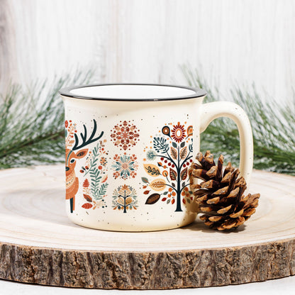 Deer Camp Mug Nordic Folk Art Design Scandinavian Gift Hygge Home