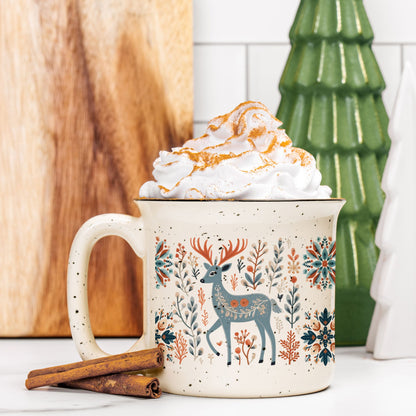 Nordic Deer Mug Mountains Gift Cabin Decor Scandinavian Coffee Mug Woodland Gift Deer Hunting Gift Cozy Mug