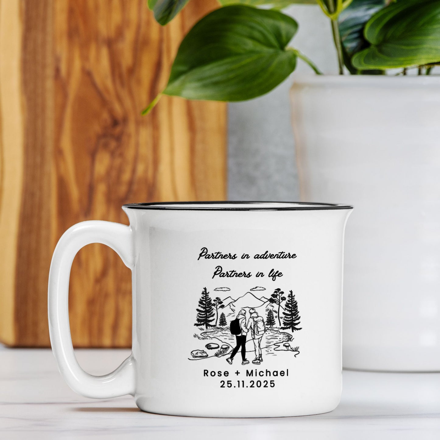 Personalized Engagement Gift for Couple - Custom Campfire Mug - Wedding Anniversary Gift