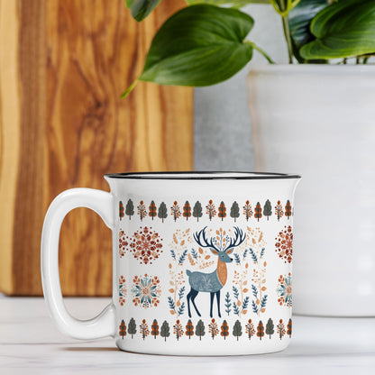 Deer Mug Nordic Folk Art- Deer lover Gift