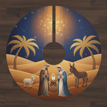 Nativity Christmas Tree Skirt - Christian Catholic Home Decor - Religious Holiday Gift