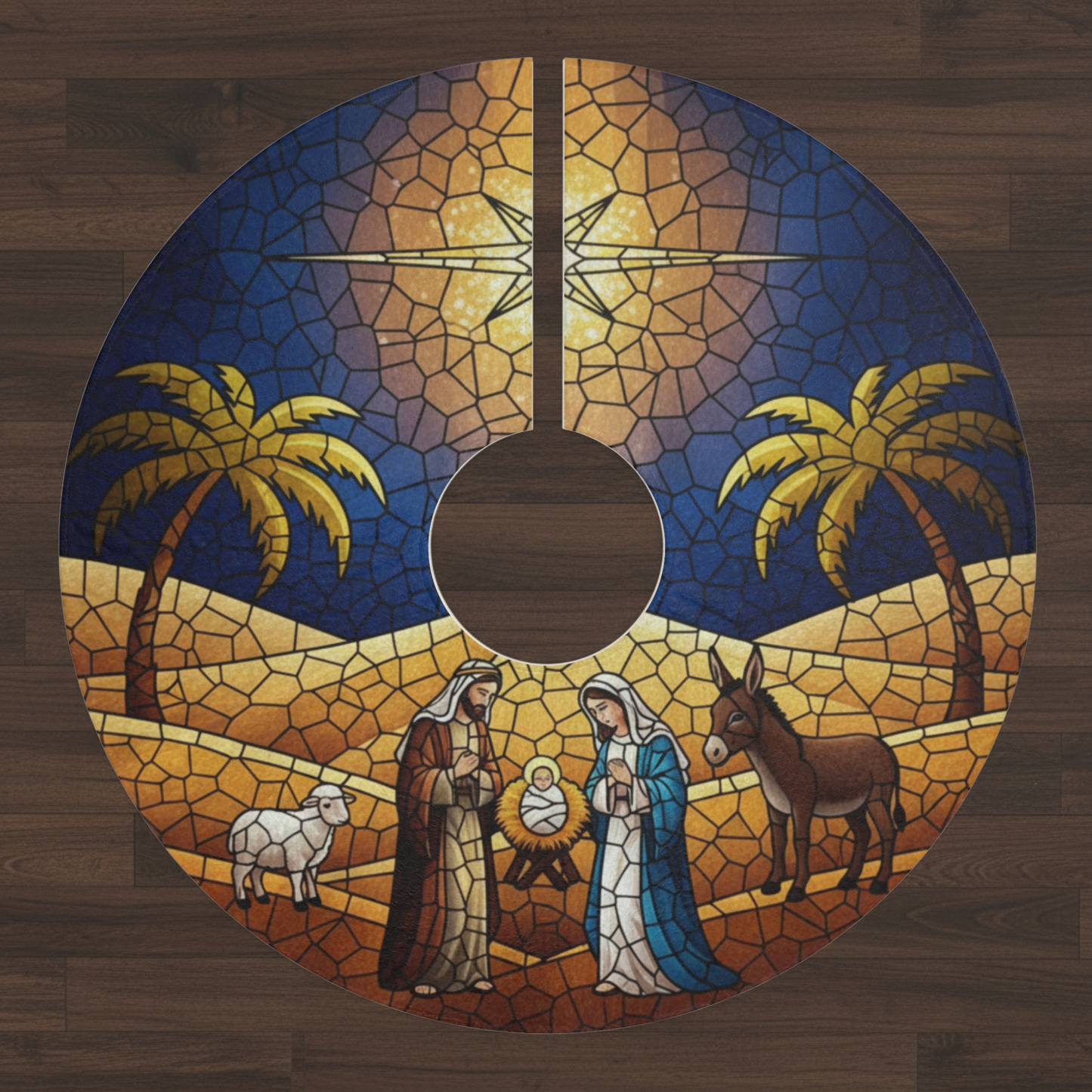 Nativity Christmas Tree Skirt - Christian Catholic Family Decor - Religious Holiday Gift