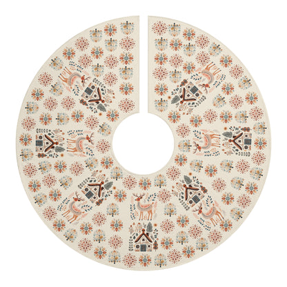 Scandinavian Christmas Tree Skirt - Nordic Hygge Home Decor - Mountain Folk Art Design