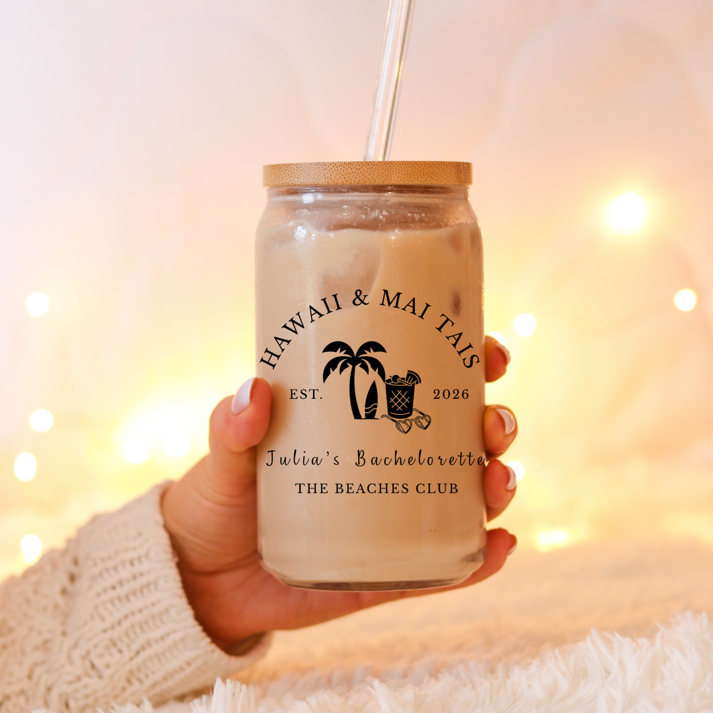 Hawaii Bachelorette Iced Glass Cup girls trip - Engagement Gift Bridesmaids