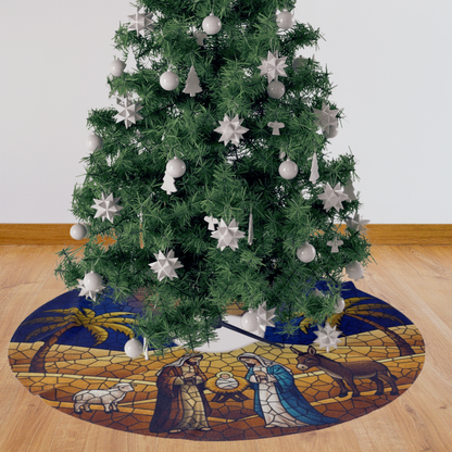 Nativity Christmas Tree Skirt - Christian Catholic Family Decor - Religious Holiday Gift