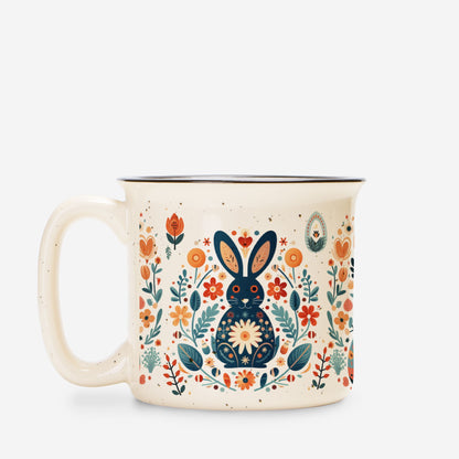 Bunny Folk Art Mug Nordic Style Gift Scandinavian Coffee Mug