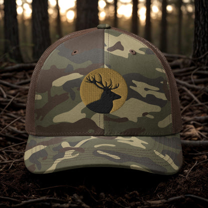 Deer Camouflage Trucker Hat - Camping and Hunting Mountains Cap