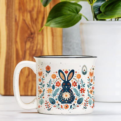 Bunny Folk Art Mug Nordic Style Gift Scandinavian Coffee Mug
