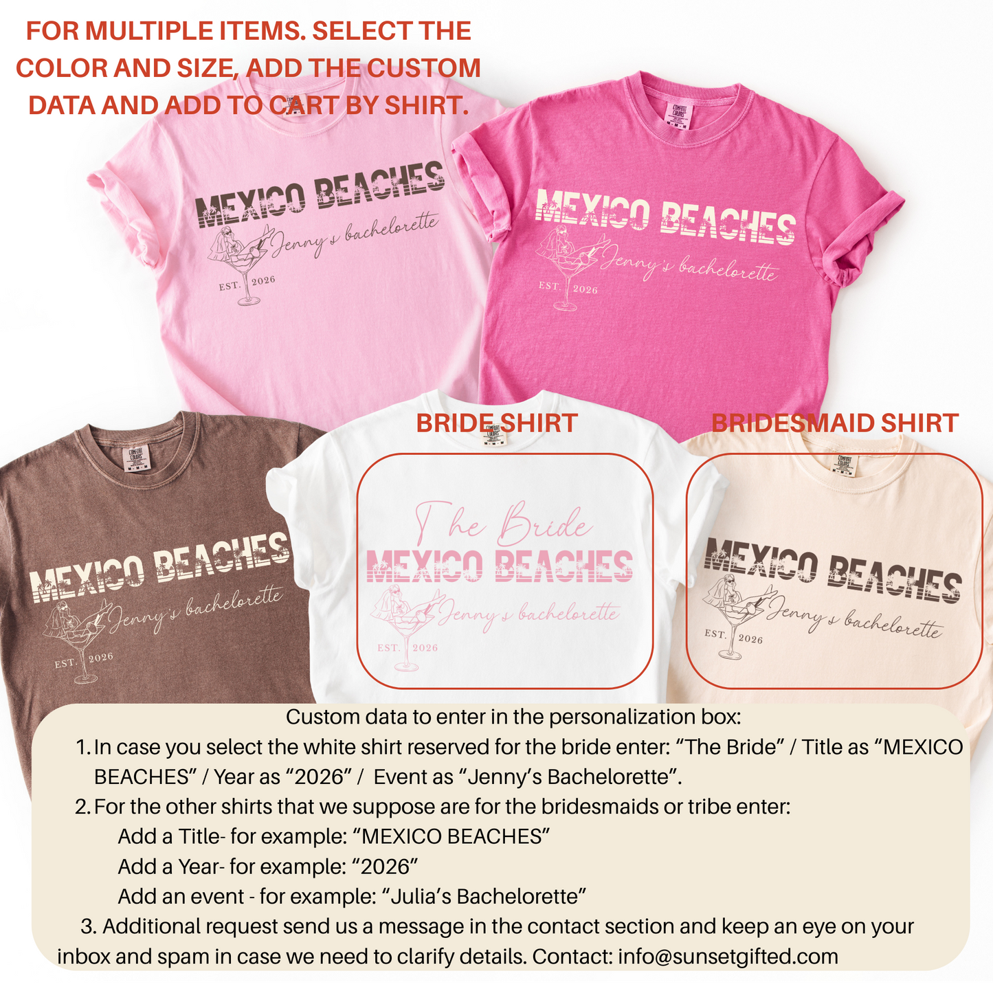 Bachelorette Beach Trip T-Shirt, Girls Mexico Bridal Shower Custom