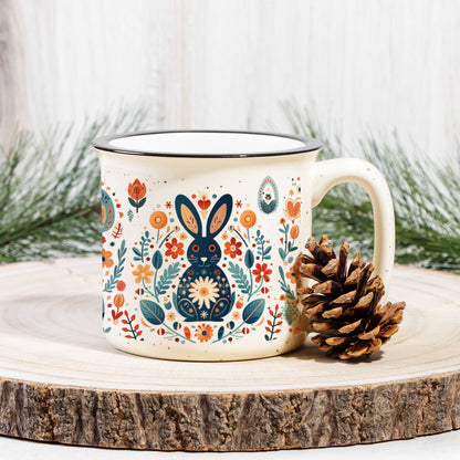 Bunny Folk Art Mug Nordic Style Gift Scandinavian Coffee Mug
