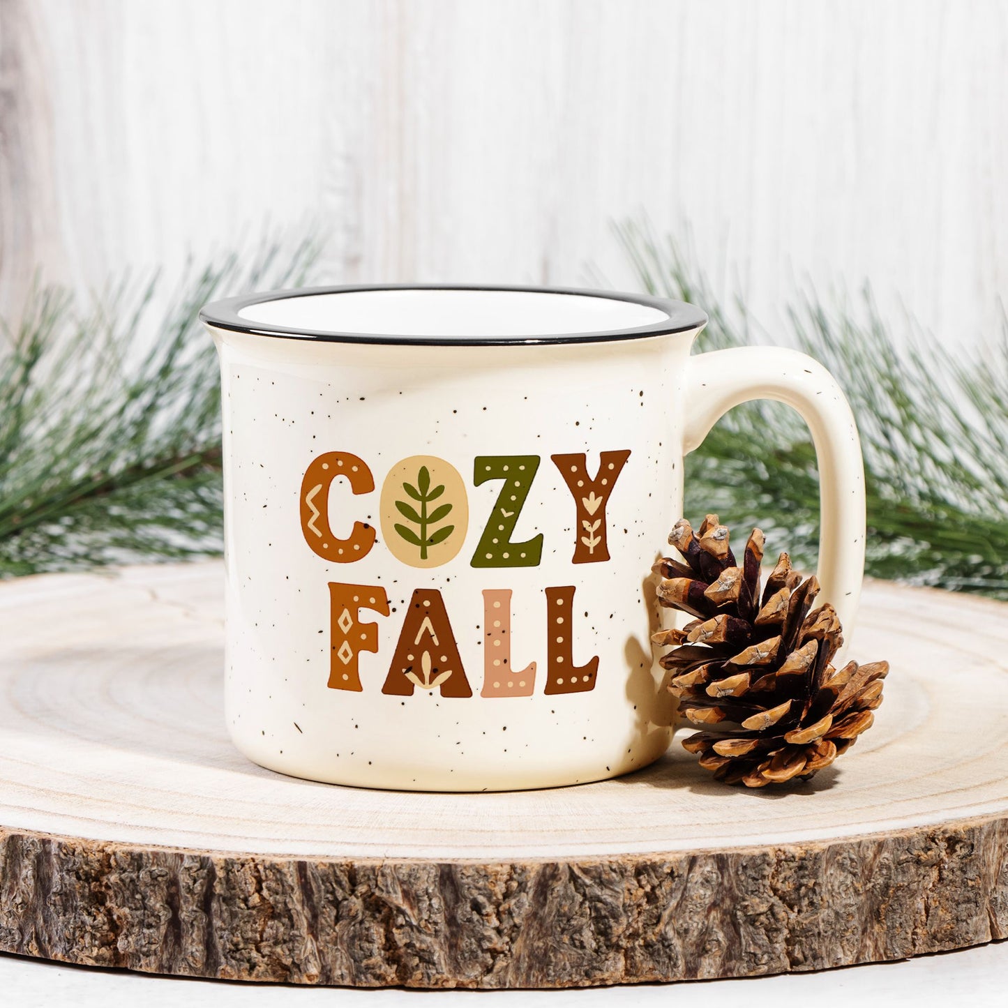 Hygge Fall Mug - Cozy Camping Coffee Cup - Nordic Scandinavian Home Decor Gift