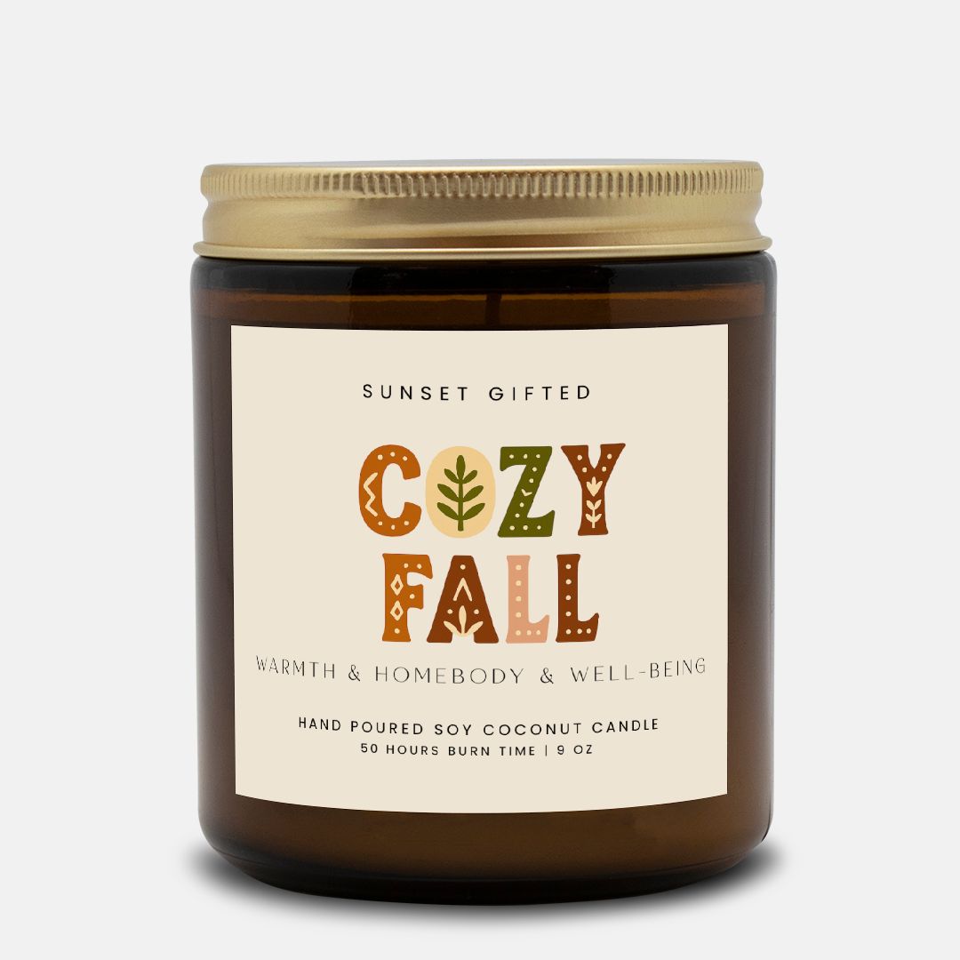Hygge Fall Candle - Cozy Scandinavian Home Decor Gift - Nordic Autumn Vibes Soy Candle