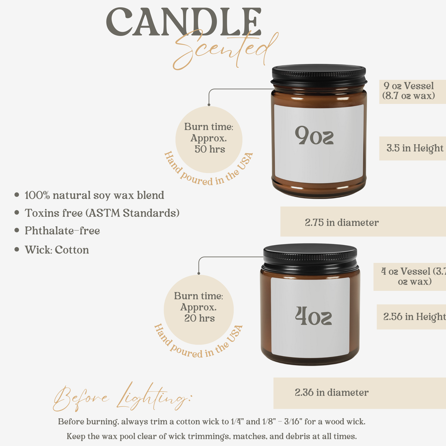 Wildflowers Candle for Hygge Home Decor, Botanical & Gardening Gift - Nordic Minimalist Design Gift