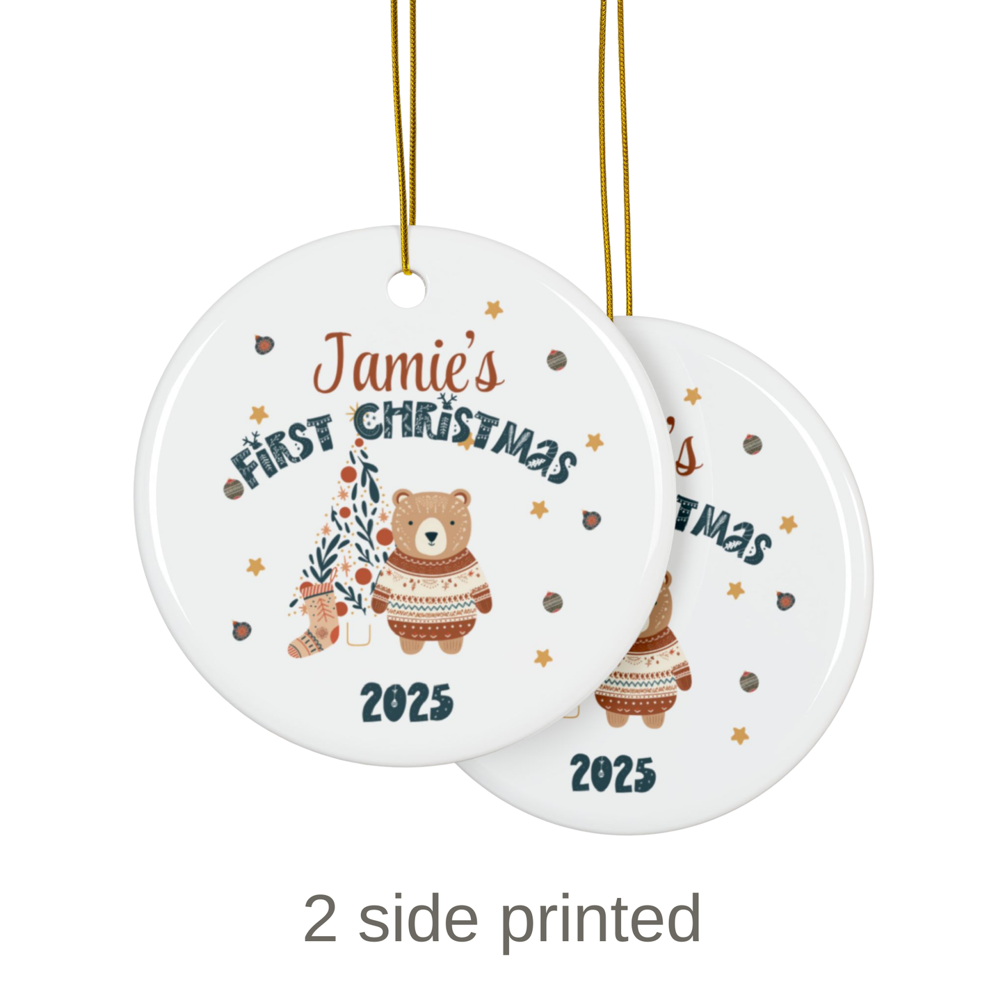 Baby first Christmas Bear Ornament Custom Name