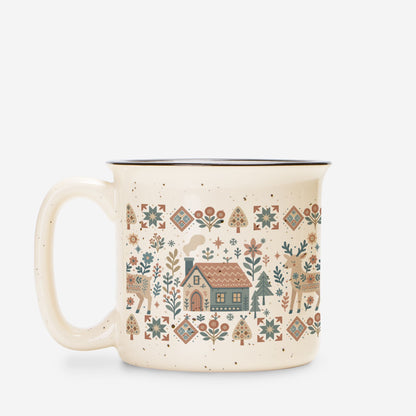 Cozy Deer Ceramic Campfire Mug Gift - Hygge Nordic Home Decor